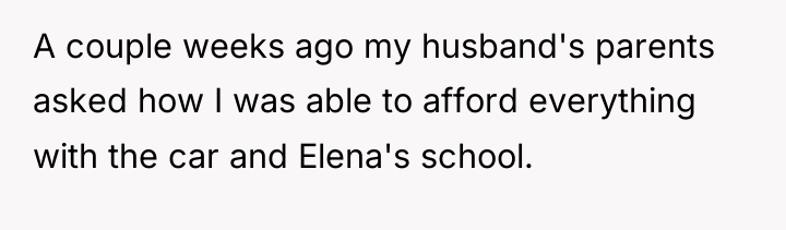 A couple weeks ago my husband's parents asked how I...