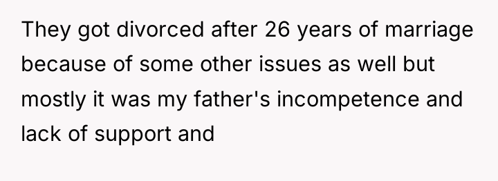 They got divorced after 26 years of marriage because of...