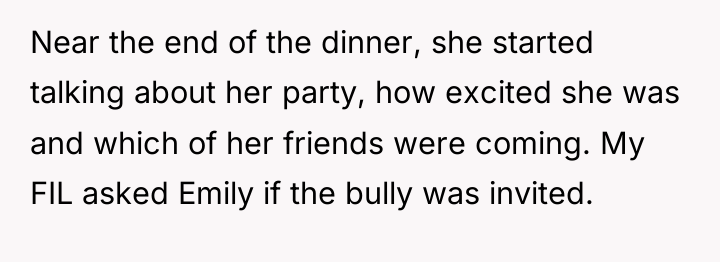 Near the end of the dinner, she started talking about...