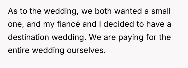 As to the wedding, we both wanted a small one,...