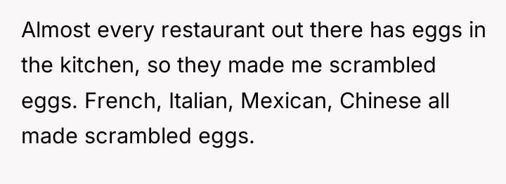Almost every restaurant out there has eggs in the kitchen,...