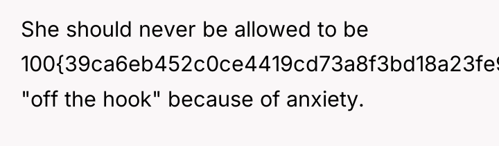 She should never be allowed to be 100{39ca6eb452c0ce4419cd73a8f3bd18a23fe95ab4febb092bc2ab1b542eeea82f} "off the...