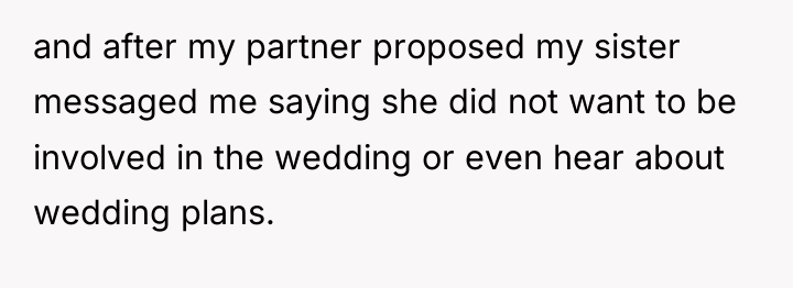 and after my partner proposed my sister messaged me saying...