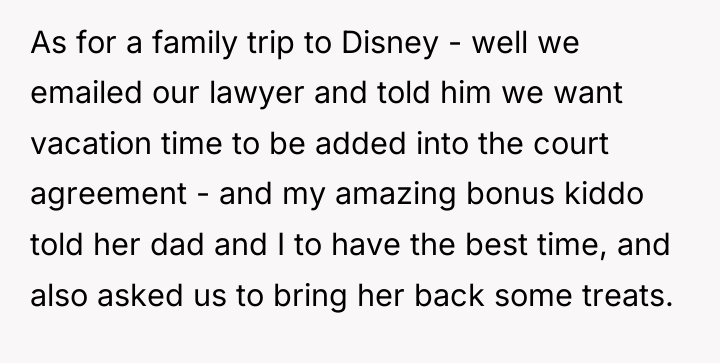 As for a family trip to Disney - well we...
