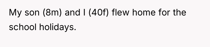 My son (8m) and I (40f) flew home for the...