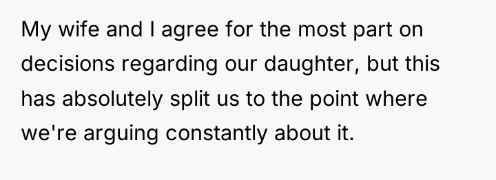 My wife and I agree for the most part on...