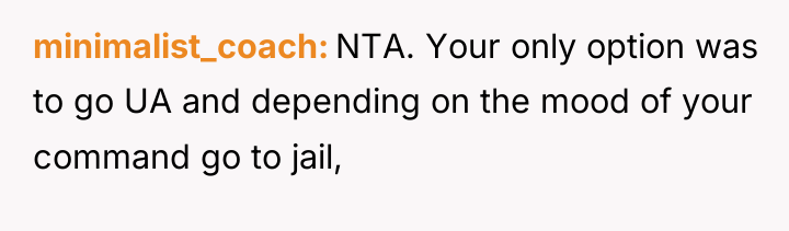 minimalist_coach NTA. Your only option was to go UA and...
