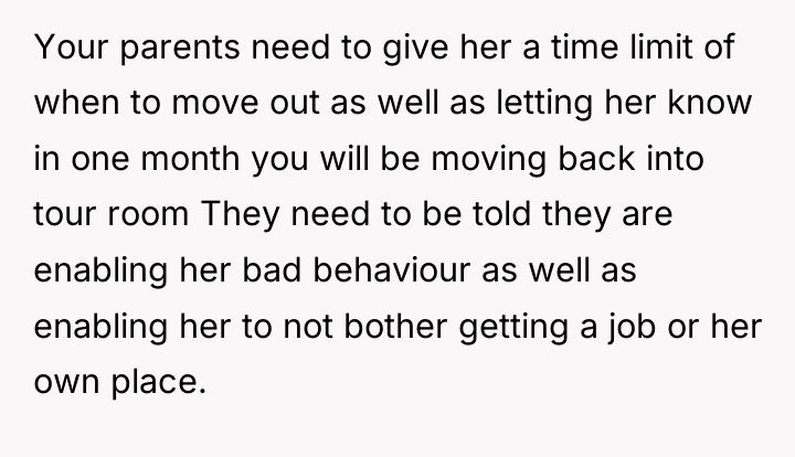 Your parents need to give her a time limit of...