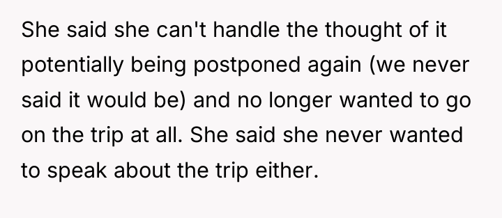 She said she can't handle the thought of it potentially...