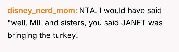 disney_nerd_mom NTA. I would have said "well, MIL and sisters,...