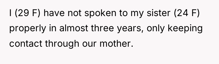 I (29 F) have not spoken to my sister (24...