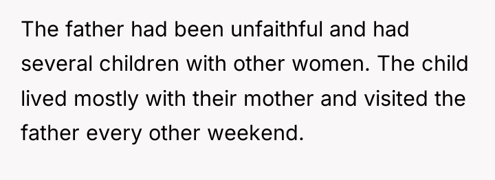 The father had been unfaithful and had several children with...