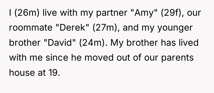 I (26m) live with my partner "Amy" (29f), our roommate...