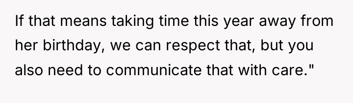 If that means taking time this year away from her...