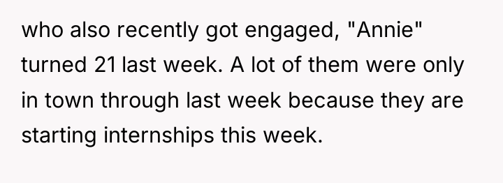who also recently got engaged, "Annie" turned 21 last week....