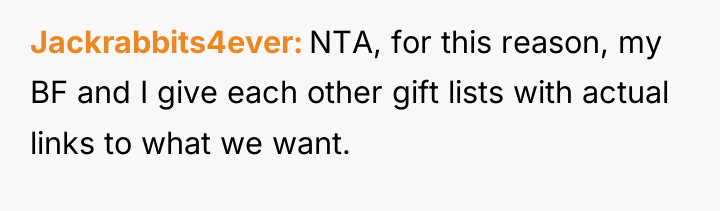 Jackrabbits4ever NTA, for this reason, my BF and I give...