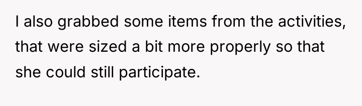 I also grabbed some items from the activities, that were...
