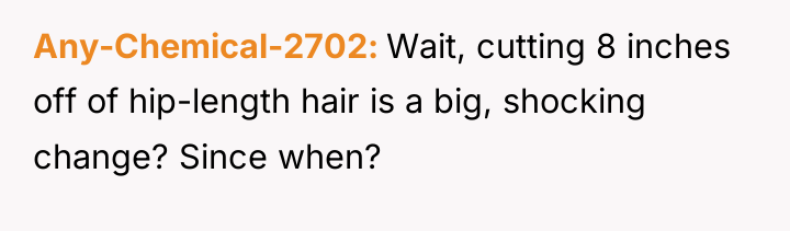 Any-Chemical-2702 Wait, cutting 8 inches off of hip-length hair is...
