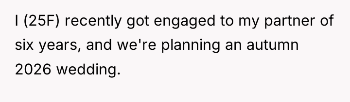 I (25F) recently got engaged to my partner of six...