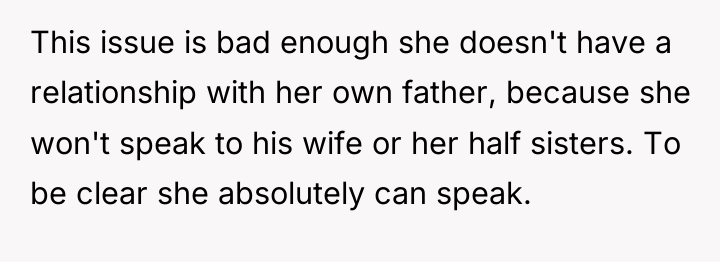 This issue is bad enough she doesn't have a relationship...