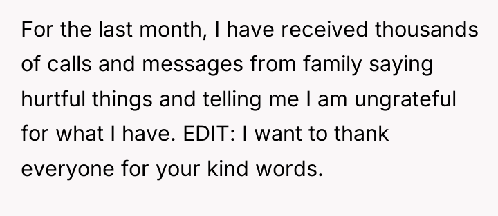 For the last month, I have received thousands of calls...