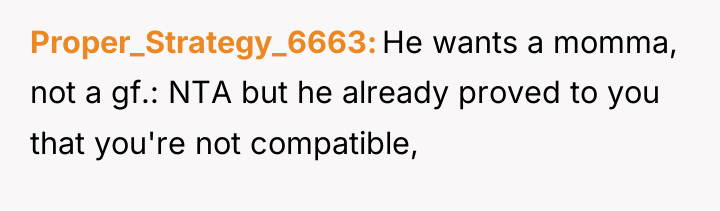 Proper_Strategy_6663 He wants a momma, not a gf.: NTA but...