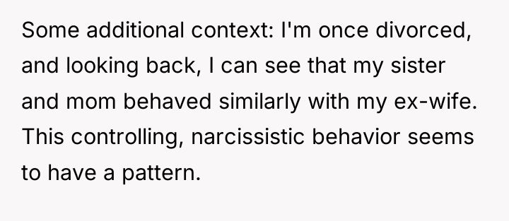 Some additional context: I'm once divorced, and looking back, I...