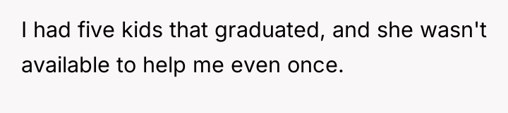 I had five kids that graduated, and she wasn't available...
