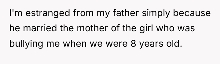 I'm estranged from my father simply because he married the...