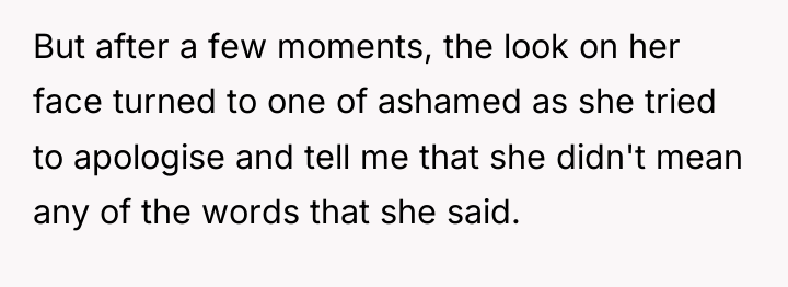 But after a few moments, the look on her face...