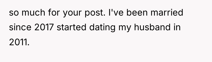 so much for your post. I've been married since 2017...