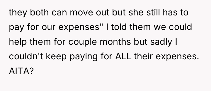 they both can move out but she still has to...