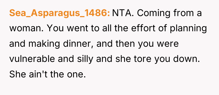 Sea_Asparagus_1486 NTA. Coming from a woman. You went to all...