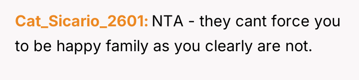 Cat_Sicario_2601 NTA - they cant force you to be happy...