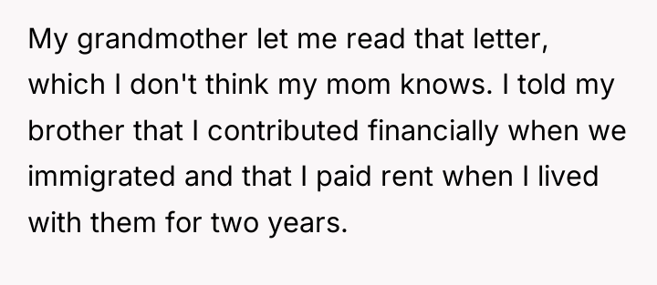 My grandmother let me read that letter, which I don't...
