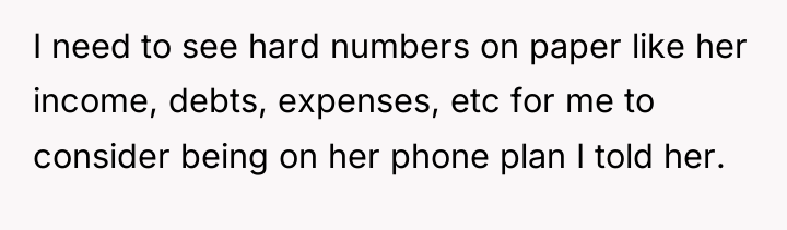 I need to see hard numbers on paper like her...