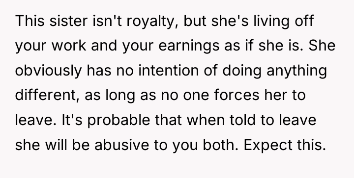 This sister isn't royalty, but she's living off your work...
