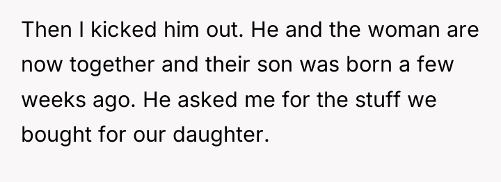Then I kicked him out. He and the woman are...