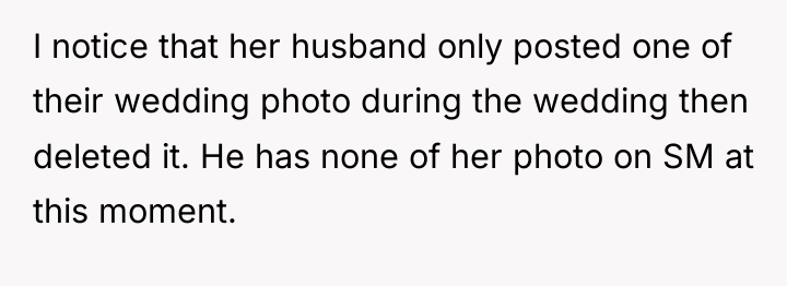 I notice that her husband only posted one of their...