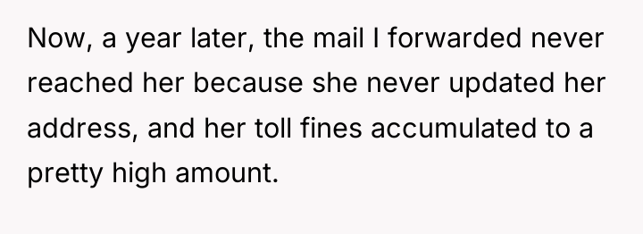 Now, a year later, the mail I forwarded never reached...