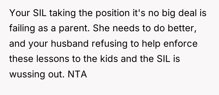 Your SIL taking the position it's no big deal is...
