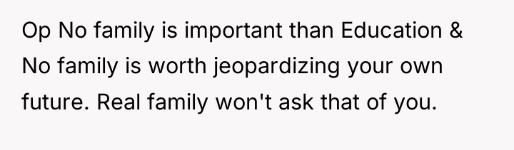 Op No family is important than Education & No family...