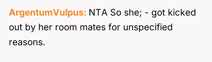 ArgentumVulpus NTA So she; - got kicked out by her...