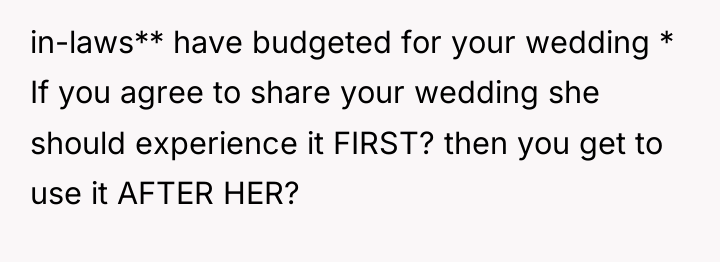 in-laws** have budgeted for your wedding * If you agree...