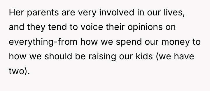 Her parents are very involved in our lives, and they...