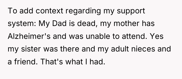 To add context regarding my support system: My Dad is...