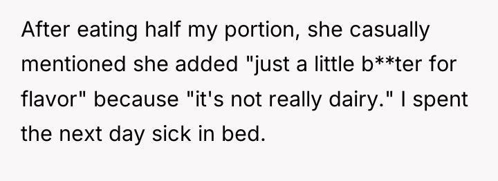 After eating half my portion, she casually mentioned she added...