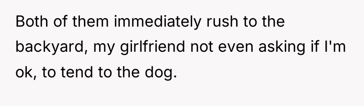 Both of them immediately rush to the backyard, my girlfriend...