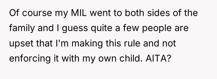 Of course my MIL went to both sides of the...