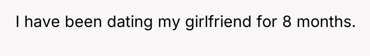 I have been dating my girlfriend for 8 months.
